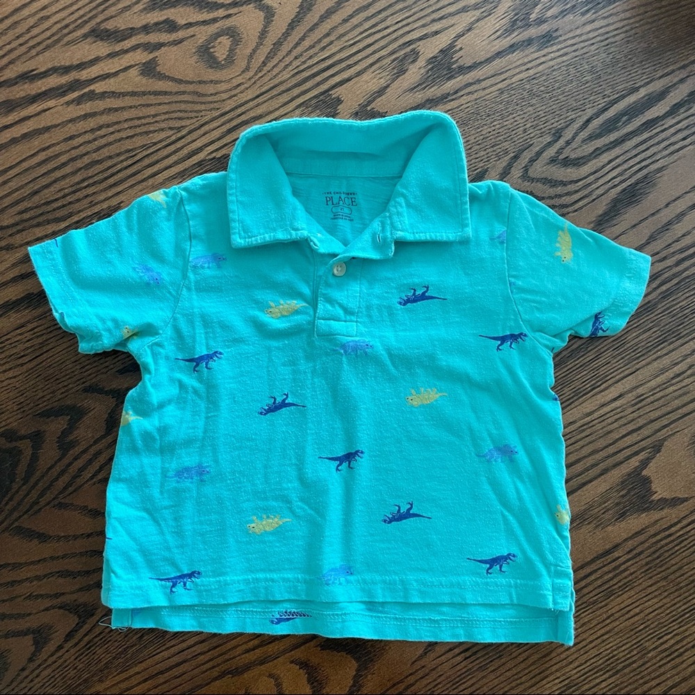 Toddler Boys Collared Dino Shirt